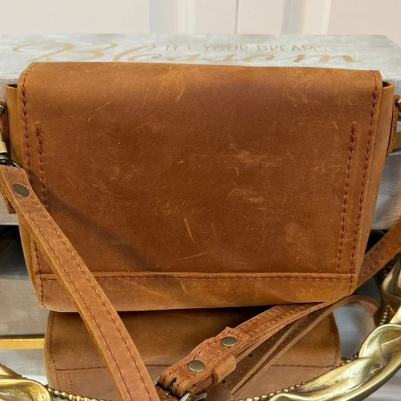 Portland Leather Caramel Brown Leather Crossbody - Picture 5 of 10